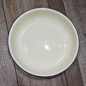 Cream Enamel Bowl 10 Inch Peacock Vintage Enamelware